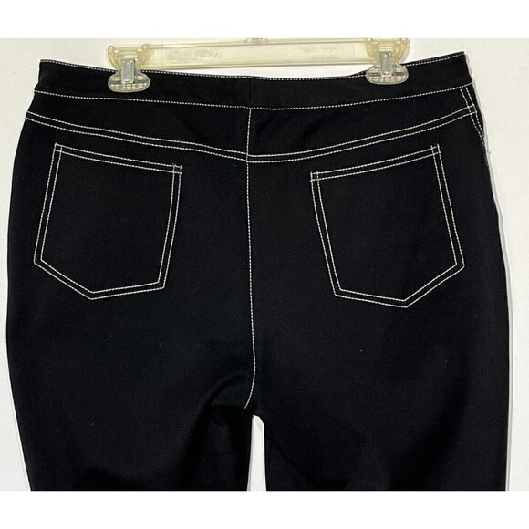 St John Sport Black White Stitches Stretch Jeans Pants - Picture 4 of 10